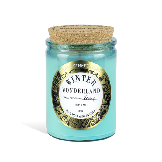 Winter Wonderland Candle Cool Mint Vanilla Hand Poured Candles Soy Wax Candles Handmade Small Batch Wooden Wick Candles