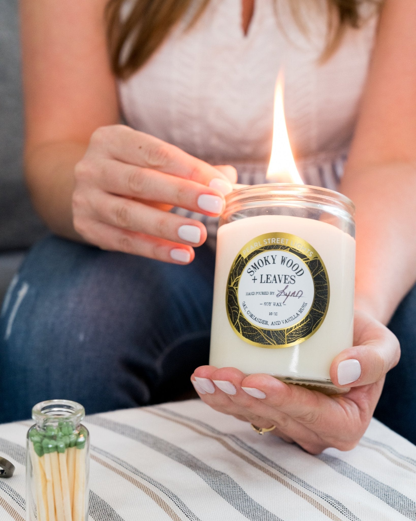 Smoky Wood + Leaves Candle - Pearl Street Lights